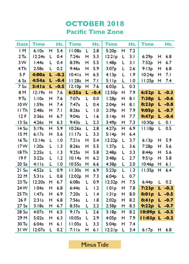 Tide Tables in Seaside, Oregon's favorite vacation destination