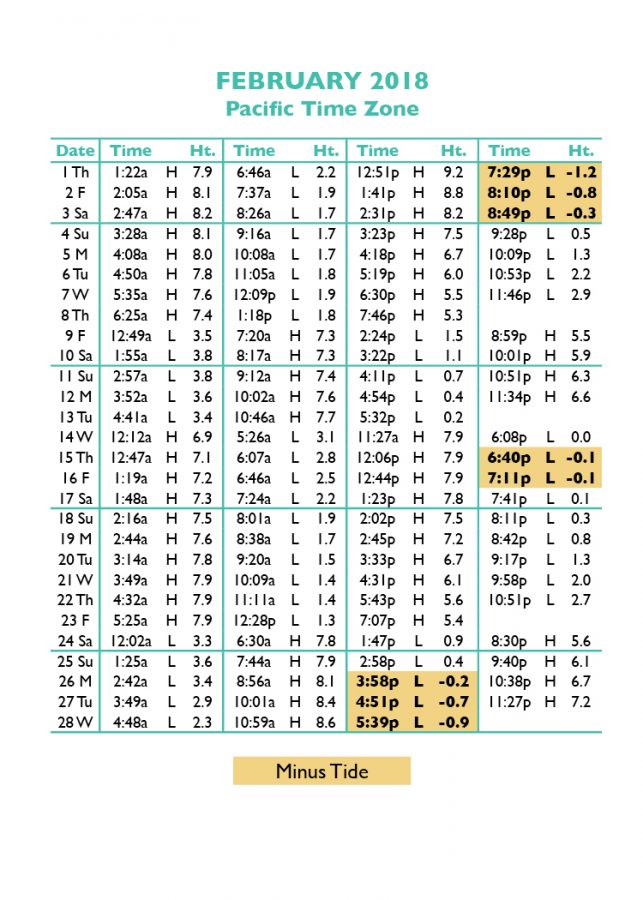 Tide Tables in Seaside, Oregon's favorite vacation destination