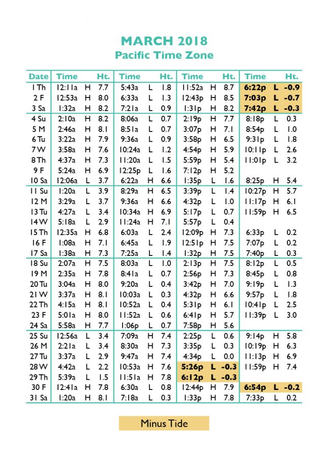 Tide Chart Calendar 2018