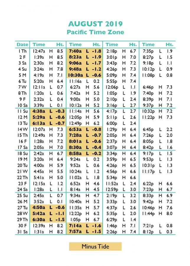 Seaside Tide Charts Oregon