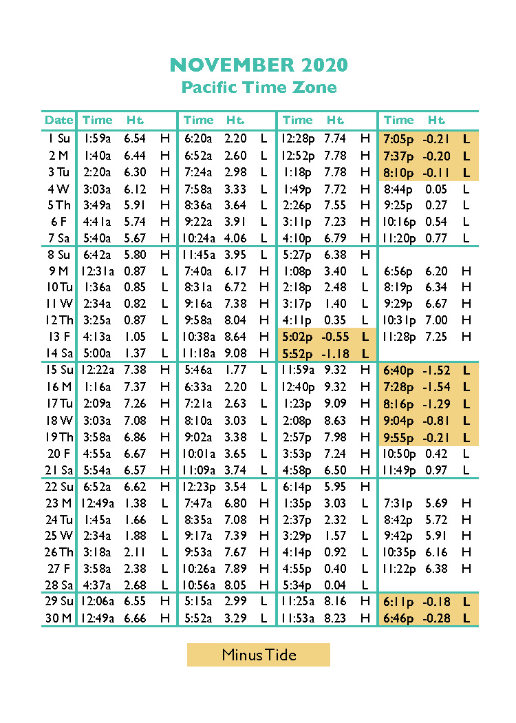 Tide Tables in Seaside, Oregon's favorite vacation destination