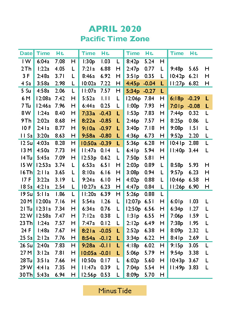 Tide Tables in Seaside, Oregon's favorite vacation destination