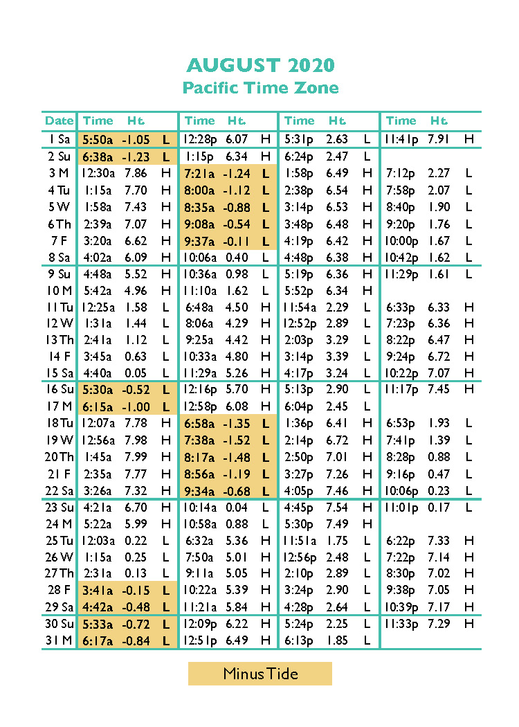 Oregon Tide Chart