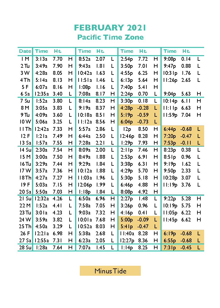 Tide Tables in Seaside, Oregon's favorite vacation destination