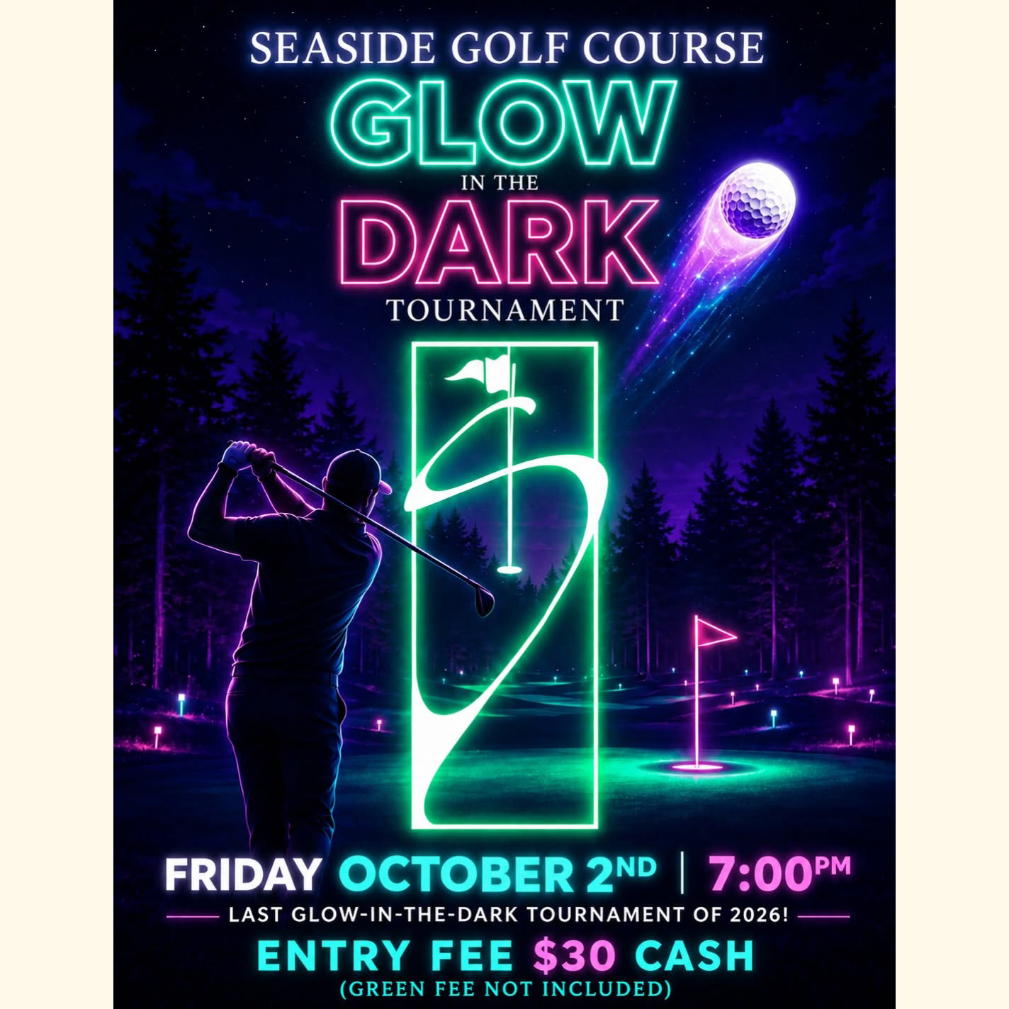 Glow-in-the-dark Golf Tournament at Seaside Golf Club in Seaside, Oregon