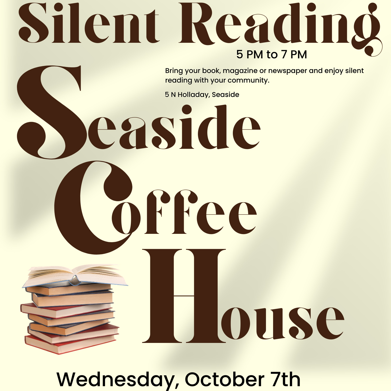 Silent Reading evening at Seaside Coffee House in Seaside, Oregon